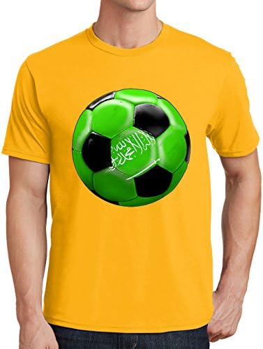 Tenacitee Men's Saudi Arabia Soccer Plus Size Scoop Neck T-Shirt, 4X-Large, Bright Gold