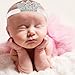 BLUETOP Baby Hair Bands Baby Girls Crown Headbands Elastic Toddler Princess Hair Bands Accessory Infant Girl Tiara Headband Gift Photo Shoot Prop for Birthday Party Baby Shower White/Gold