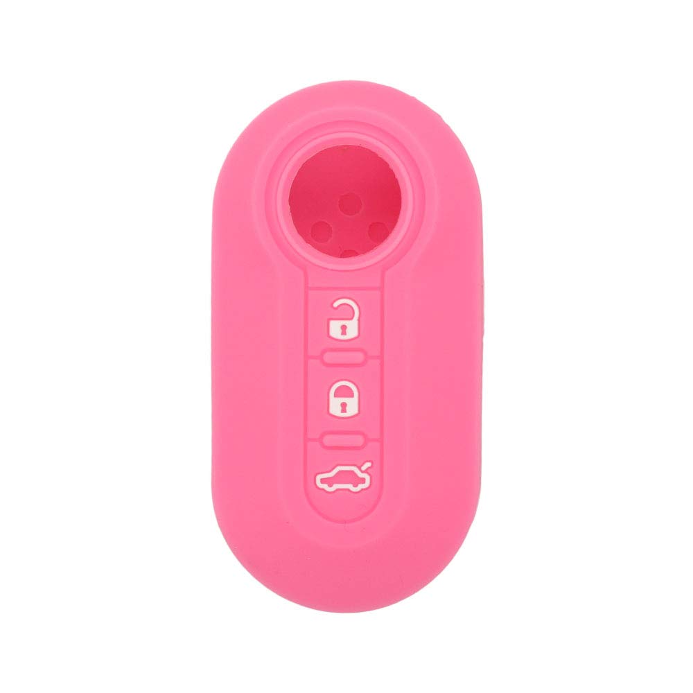 BROVACS Silicone Cover Protector Case Holder Skin Jacket Compatible with FIAT 3 Button Flip Remote Key Fob CV4759 Pink