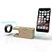 Stalion Universal Desktop Charging Dock and Cradle Holder Compatible with Apple Watch & iPhone X 6 6s 7 8 Plus (2in1)(Bamboo Wood)