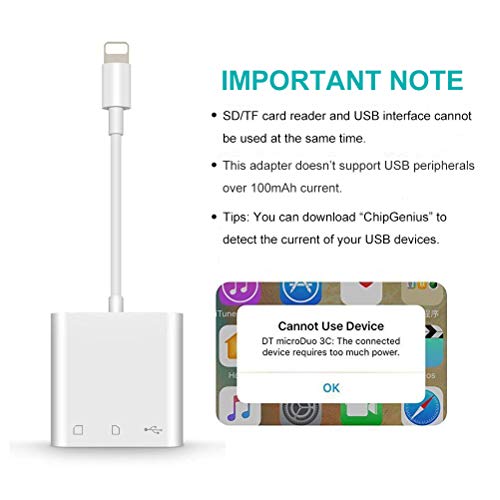 SD Card Reader, HOMFUL 3 in 1 SD &TF Memory Card Reader Adapter to Phone Pad with USB 2.0 Female OTG Adapter, USB Digital Camera Reader, Trail Game Camera Viewer for Phone Pad,No App Required-White - Thumbnail 6