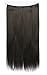 SWACC Straight/Curly Halo Wire Hidden Hairpiece Flip Synthetic Hair Extensions NO Clip Ins 80G (22-Inch Straight, Dark Brown-4#)