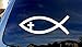 MOKRIL® Religious Christian Symbol Sign Ichthus Jesus Fish with Cross Emblem Exterior Waterproof Vinyl Car Truck Sticker Decal, Color Silver, Ships from U.S