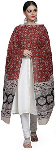 THE WEAVE TRAVELLER Handloom Hand Block Printed Cotton Kalamkari Dupatta for Women & Girl's