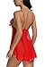 Avidlove Christmas Lingerie Women Lace Babydoll Mesh Chemise Sheer Sleepwear Mini Teddy Red L