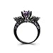 Zealmer Black Gun Gold Plated Round Cut Amethyst Purple CZ Cubic Zirconia Vintage Gothic Skull Ring 7