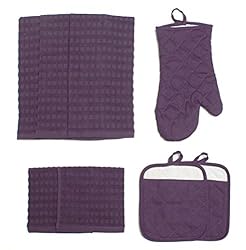 See J & M Home Fashions 8 Piece Solid Kitchen Towel Set, Eggplant Details