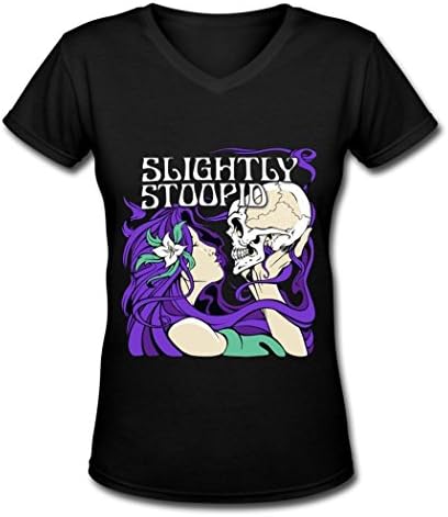 Hot Slightly Stoopid Purple hair girl V Neck T Shirt For Women Black XXL