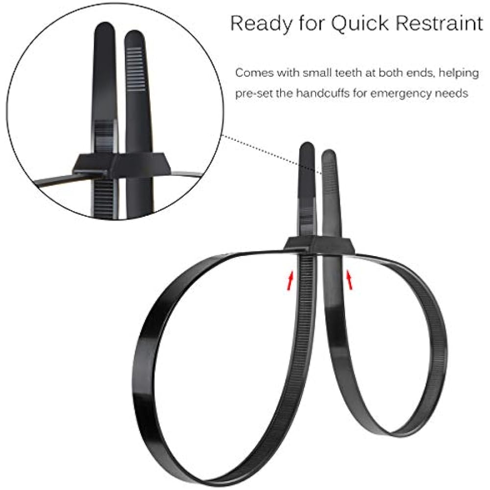 Flex Cuffs, Heavy Duty Zip Tie Handcuffs Restraint Disposable Police