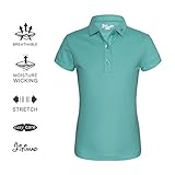 JITIMAO Junior Girls Short Sleeve Performance Golf Polo Shirt Slim Fit