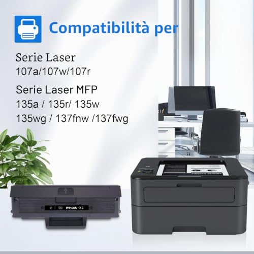 MYCARTRIDGE HP 106A Toner Replacement for Toner 106A for HP Laser Toner MFP 137fnw Compatible for HP Laser 107a 107w 107r for MFP 137fnw 137fwg 135w 135a 135r 135wg (2 Black, with Chip)