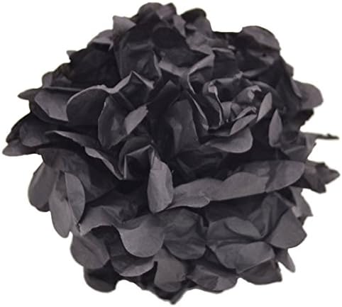 5Pcs Tissue Paper Pom Poms Paper Flowers Ball pompom Garland Hanging Flower Baby Shower Wedding Birthday Party Decoration 75Z Black 15cm