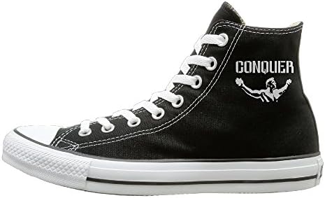 JayKi Arnold Quote Conquer Pose Gym Lifting Crossfit Workout Women Men Canvas Sneaker Casual Shoes 40 Black