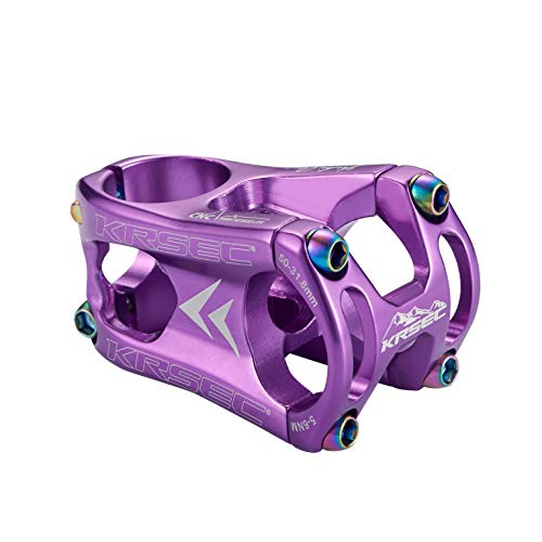KRSEC Mountain Bike Stem,31.8mm 50mm Bicycle Stem Aluminum Short Handlebar Stem Riser Ultra-Light MTB BMX DH FR for Most Bicycle, Road Bike, Mountain Bike, Cycling Handlebar Accessories (Purple)
