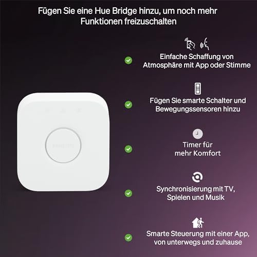 Essential Starter-Set: Bridge + 3 Essential GU10 Smart Leuchtmittel + Smart Button, White und Color Ambiance LED Licht, 2200-6500K, dimmbare LED Lampen, steuerbar mit Sprachassistenten