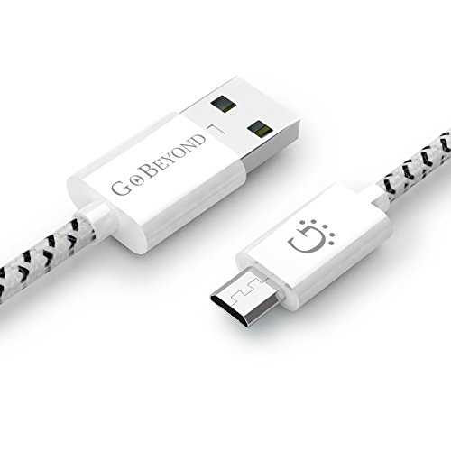 Go Beyond(TM) 10FT Micro B Fabric Braided Nylon Durable USB Charging/Data Sync Cable (WhiteÃ—1)Â for Samsung, Nexus, LG, Motorola, Android Smartphones and More