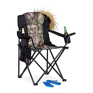 Relaxdays, zwart-groen campingstoel, inklapbare visstoel met 2 bekerhouders en zijvak, draagbaar, tot 113 kg, staal