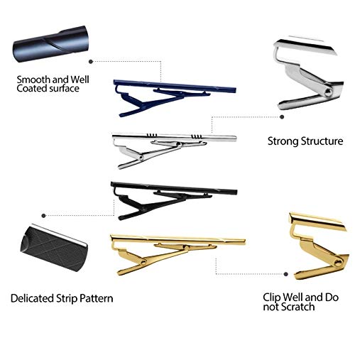 MOZETO Tie Clip, 4pcs Fashion Elegant Style Tie Bar Set for Regular Ties, Luxury Package, Gift for Men