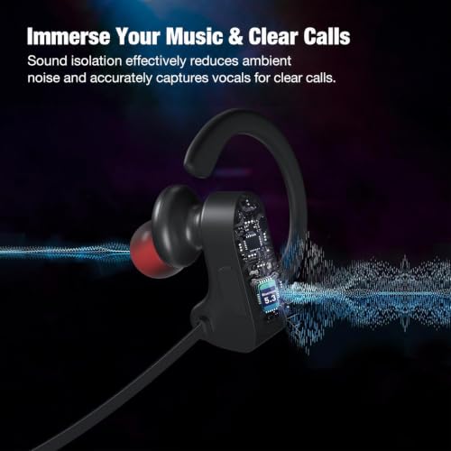 JOYWISE Bluetooth Wireless Headphones 16H Playtime Earbuds with Mic Stereo in-Ear Earphones, IPX7 Waterproof Sports Sound Isolation AI Music Creation Headsets for Running, Gym, Workout