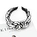 Designer Bow Knotted Letter Headbands for Women- Domoki 3 Pack Top Bow Stripped Cute FF Logo Print Hair Hoops - Cross Knot Wide Hard Hairbands for Girls