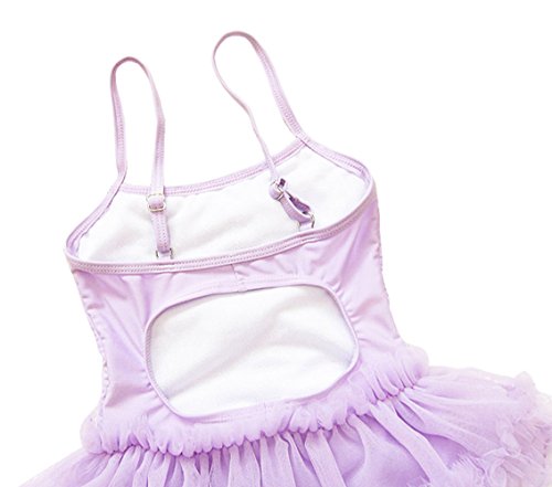 Taiycyxgan Girls Princess Lace Layer Swimsuit TuTu Dress One-Pieces Swimwear Tankini,Purple,XX-Large / 6-7 Years - Thumbnail 2