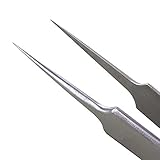 Ultra Fine Thin Tip Tweezers for Weeding, Splinter Removal, Cellphone Repair, Micro soldering, Crafting, and Facial hair removal | Professional Strong Metal 8 inch Long Sturdy Stainless Steel Tweezer