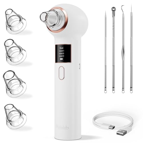 Mylzdobs Blackhead Aspirator for Facial Cleansing, Blackhead Remover with 5 Heads and 3 Suction Levels, Portable Electric Blackhead Remover with USB Charging for All Skin Types