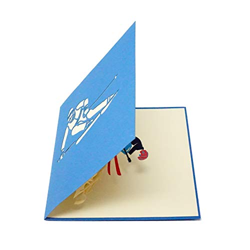 WOWPAPERART Skiing - 3D Pop Up Greeting Card for All Occasions - Birthday, Love, Congrats, Good Luck, Sports, Retirement, Christmas, Congrats - Gifts for Family, Friends, Lovers