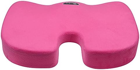 Memory Foam Office Chair and Car Seat Cushion For Back, Sciatica and Tailbone Pain (1, Pink)