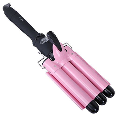 LINK-FLY Hair Curling Iron 3 Barrel Hair Curling Iron Hair Waver, Tourmaline Ceramic Curling Wand Professional Long Hair Waver Iron Beach Waver Triple Barrel Deep Waver, Heat Up Hair Roller, Pink LINK-FLY Hair Curling Iron 3 Barrel Hair Curling Iron Hair Waver, Tourmaline Ceramic Curling Wand Professional Long Hair Waver Iron Beach Waver Triple Barrel Deep Waver, Heat Up Hair Roller, Pink