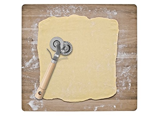 Fantes Double-Blade Pastry Ravioli Pasta Dough Cutter Crimper Wheel, Stainless Steel with Beechwood Handle, The Italian Market Original since 1906 - Thumbnail 3