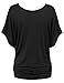 Aenlley Womens Boat Neck Dolman Top Short Sleeve Solid Shirring Drape Jersey Tops