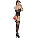Amstt Women’s Lingerie Sexy Fishnet Bodystocking Lace Crotchless Strap Babydoll Bodysuit (Black)