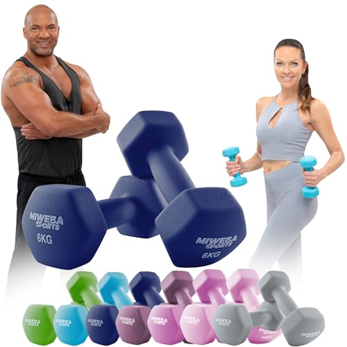 Miweba Sports Neopren Hantelset NKH100 | 𝐏𝐫𝐨𝐟𝐢 Hantel - Hexagon Hanteln Set - Kurzhanteln - Kurzhantel Set - Gymnastikhanteln - Hantel Set - Dumbbell