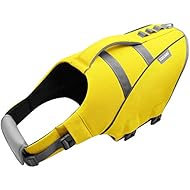 MIGOHI Dog Life Jacket, Reflective & Adjustable Preserver Floatation Vest with Rescue Handle, Ripstop Safety Life Saver for Small Medium Large Dogs (L, Yellow)