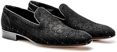 Customized Shoes - Black Ninja Glass Pattern Leather Slip On- Man