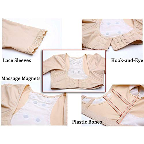 DZTZ Compression Sleeves Upper Arm Shapewear Crop Tops for Women Humpback Posture Corrector Bra Vest Surgical Slimmer Tops (L, Beige) - Thumbnail 4