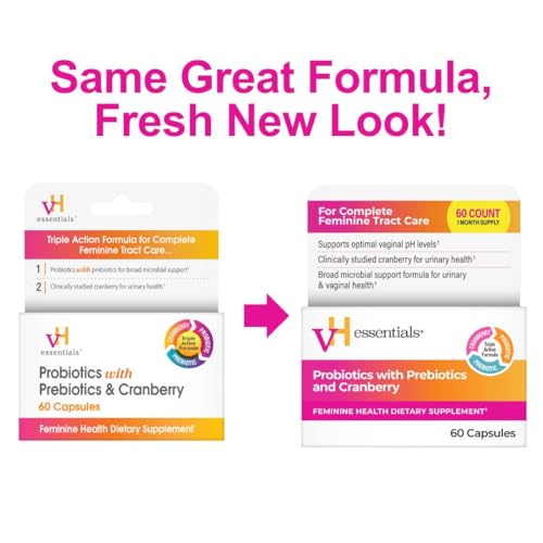 vH Essentials - Probióticos y Prebióticos con Arándano Salud Femenina 60 Cápsulas