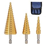 COMOWARE 3PCS HSS Step Bits Set High Speed Steel