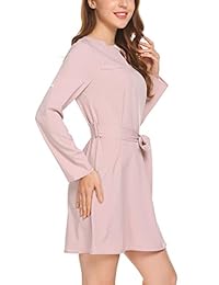 Se Miu Mujer Manga Corta Con Mangas Sólidas Muesca Cuello Casual Camisa Vestido Con Cinturón