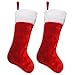Ivenf Christmas Stockings, 2 Pcs 19 inches Classic Red and White Mercerized Velvet with Extra Thick Plush Stockings, for Family Holiday Xmas Party Decorations