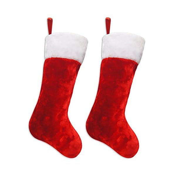 Ivenf Christmas Stockings, 2 Pcs 19 inches Classic Red and White Mercerized Velvet with Extra Thick Plush Stockings, for… - Image 4