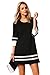 Halife Women's Elegant 3/4 Sleeve Crewneck Contrast Color Straight Shift Dress