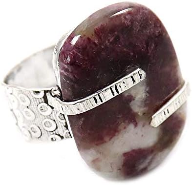GoyalCrafts Natural Matrix Pink Tourmaline Gemstone Ring US-7.5 Silver Overlay Jewelry GRG04