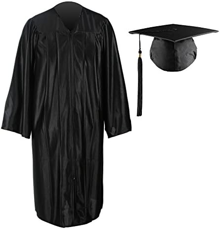 RobeStore Shiny Graduation Gown Cap Tassel Set No Charm for High School and College Ceremony