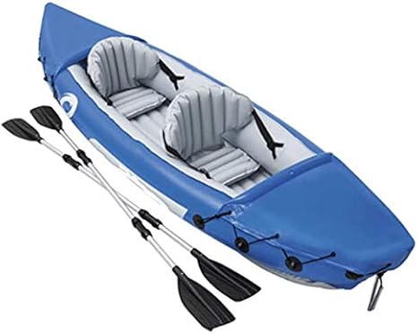 Amazon Co Jp 湖と穏やかな川のためのポータブルインフレータブルカヤック アルミニウムパドルフィッシングカヤック付き2人用カヌー ホーム キッチン