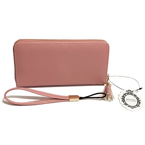 Wallet-NEWANIMA Women Multi-card Long Clutch PU Leather Fashion Purse Lady Handbag Bag With Credit Card Holder(Style2-Pink)