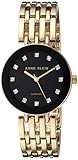 Anne Klein Women's AK/2944BKGB Diamond-Accented Gold-Tone Bracelet Watch