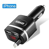 SIQIWO Car Charger,Quick Charge 4.8A/24W with 2.8ft Retractable Cable Compatible/Replacement for iPad iPhone Xs Max XR X 8 7 6 5S Plus iPod,2 USB Ports for Samsung Galaxy LG and More (Black)