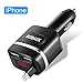 SIQIWO Car Charger,Quick Charge 4.8A/24W with 2.8ft Retractable Cable Compatible/Replacement for iPad iPhone Xs Max XR X 8 7 6 5S Plus iPod,2 USB Ports for Samsung Galaxy LG and More (Black)
